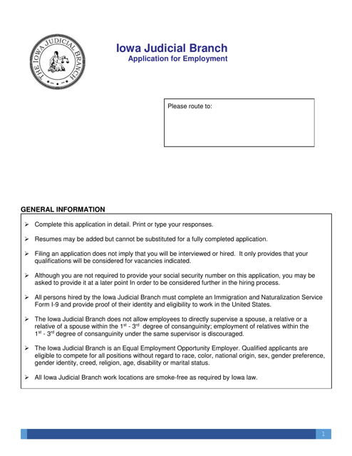 Application for Employment - Iowa