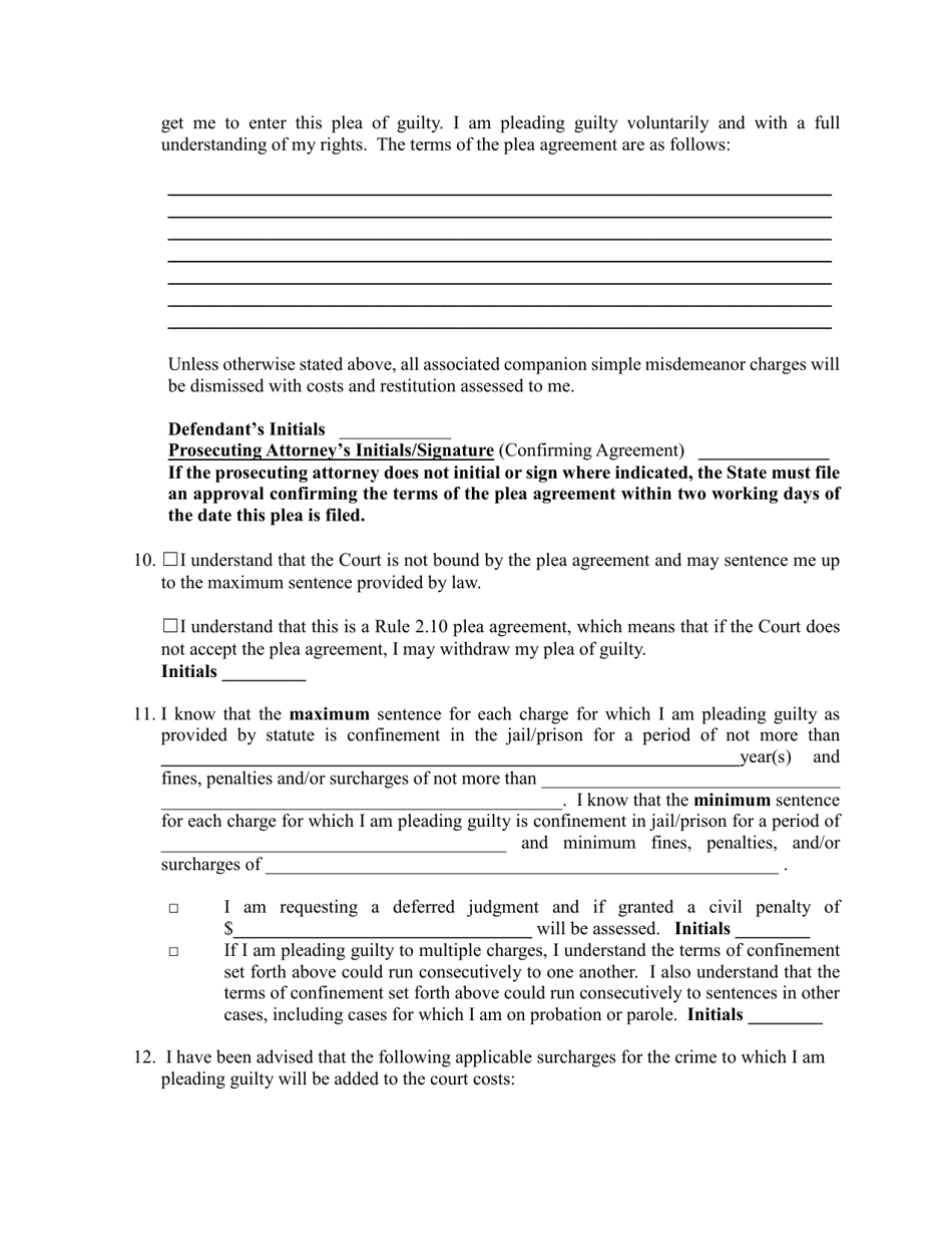 Written Guilty Plea and Waiver of Rights - Iowa, Page 3