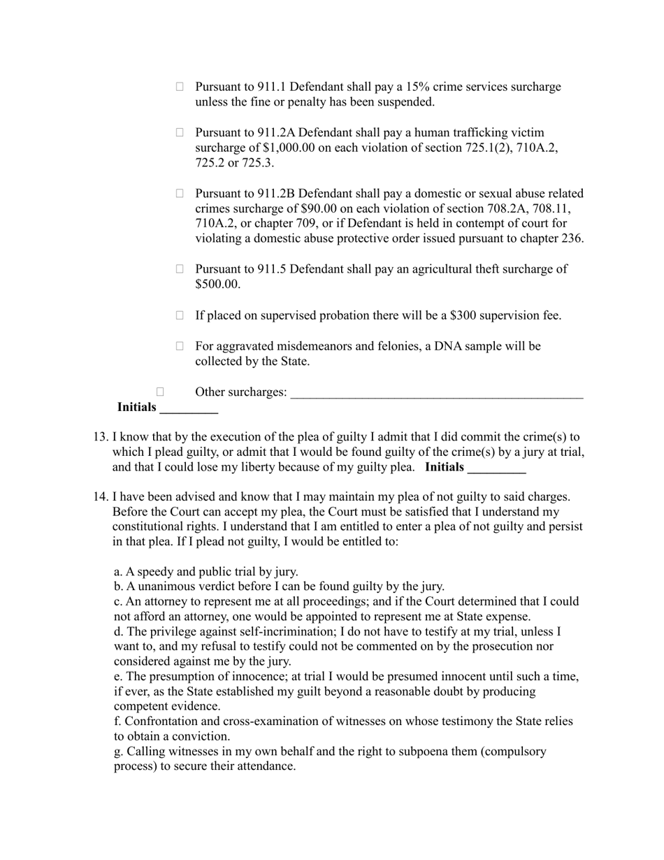 Written Guilty Plea and Waiver of Rights - Iowa, Page 4