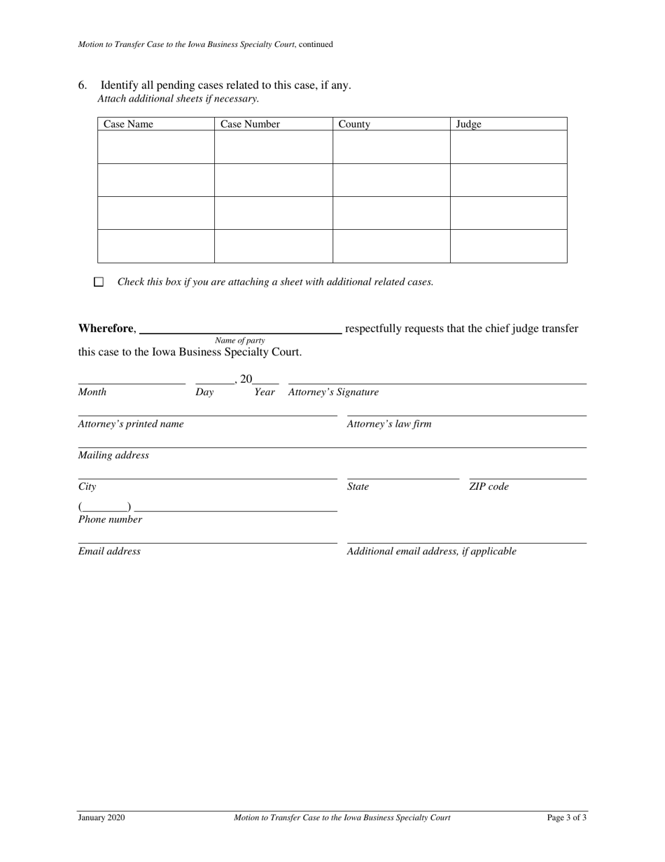 Motion to Transfer Case to the Iowa Business Specialty Court - Iowa, Page 3