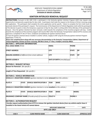 Document preview: Form TC94-189 Ignition Interlock Removal Request - Kentucky