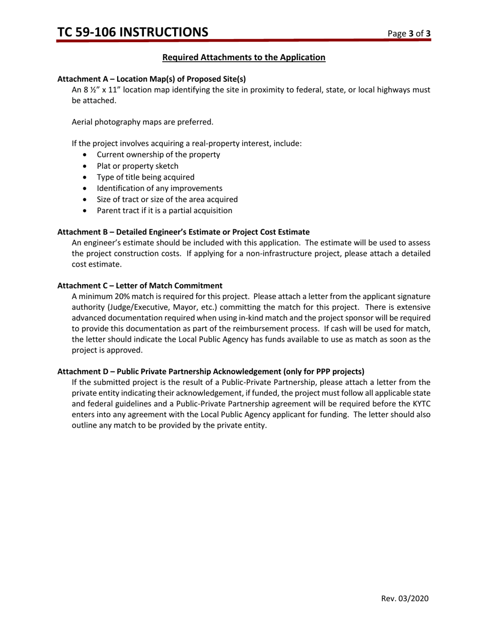 Instructions for Form TC59-106 Ferry Boat Program (Fbp) Application - Kentucky, Page 3