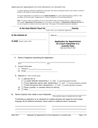 Application for Appointment of a Court Interpreter in a Juvenile Case - Iowa