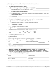 Application for Appointment of a Court Interpreter in a Juvenile Case - Iowa, Page 2