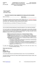 Document preview: Form FS-80A(TR) Voluntary Waiver of Snap Administrative Disqualification Hearing - Kentucky