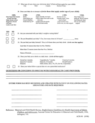 Form ACH-90 Health Risk Assessment - Baby, Birth to 12 Months - Kentucky, Page 2