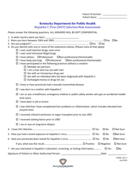 Form HCV2 &quot;Hepatitis C Virus (Hcv) Infection Risk Assessment&quot; - Kentucky