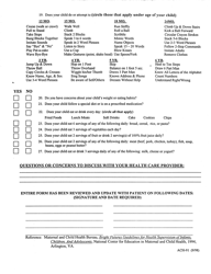 Form ACH-91 Health Risk Assessment - Child 12 Months to 6 Years - Kentucky, Page 2
