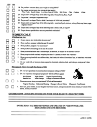 Form ACH-94 Health Risk Assessment - Adults 21 and Older and All Pregnant, Post Partum, Breastfeeding, and Family Planning Patients (All Ages) - Kentucky, Page 2