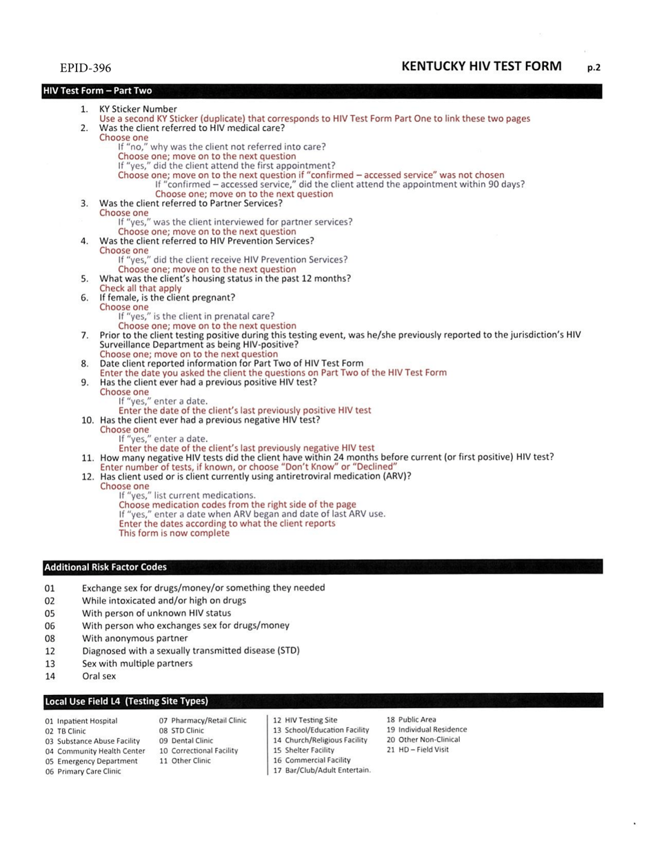 Form EPID-396 HIV Test Form - Kentucky, Page 4