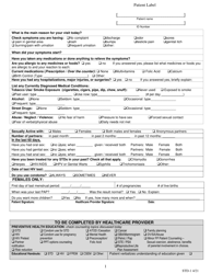Form STD-1 &quot;Sexual History and Physical Exam Form&quot; - Kentucky