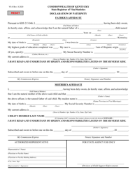 Form VS-8 Declaration of Paternity - Father&#039;s Affidavit - Kentucky (English/Spanish), Page 3