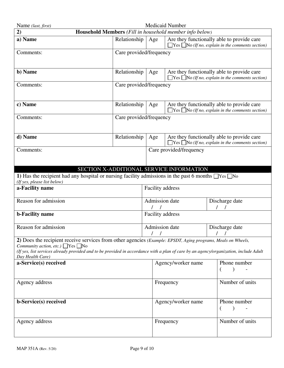Form MAP351A Medicaid Waiver Assessment - Kentucky, Page 9