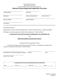 Form HIPMC-UR-1 &quot;Utilization Review Registration Application Instruction&quot; - Kentucky, Page 2