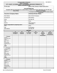 Form LGT-140 &quot;City, County, or Urban County Government Insurance Premium Tax Annual Reconciliation&quot; - Kentucky
