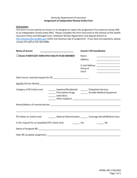Form HIPMC-IRE-2 &quot;Assignment of Independent Review Entity Form&quot; - Kentucky