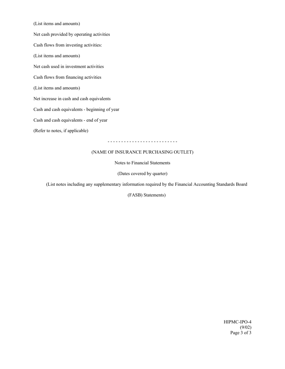 Form HIPMC-IPO-4 Quarterly Financial Statement of Insurance Purchasing Outlet - Kentucky, Page 3