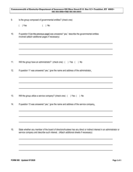 Form 995 Application for Certificate of Filing as a Liability Self-insurance Group - Kentucky, Page 2