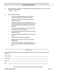 Form 995 Application for Certificate of Filing as a Liability Self-insurance Group - Kentucky, Page 3