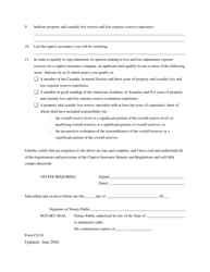 Form CI110 Application for Authorization to Certify Loss Reserves and Loss Expense Reserves for Captives - Kentucky, Page 2