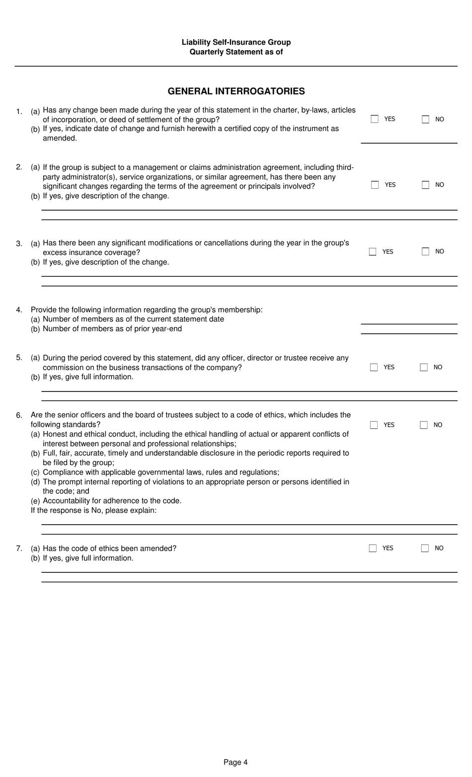 Liability Self-insurance Group Quarterly Statement - Kentucky, Page 10