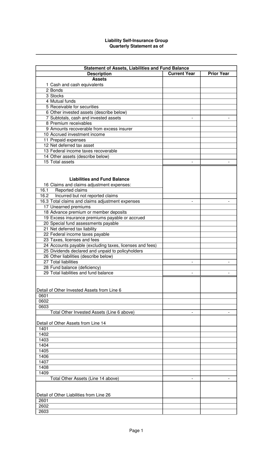 Liability Self-insurance Group Quarterly Statement - Kentucky, Page 6
