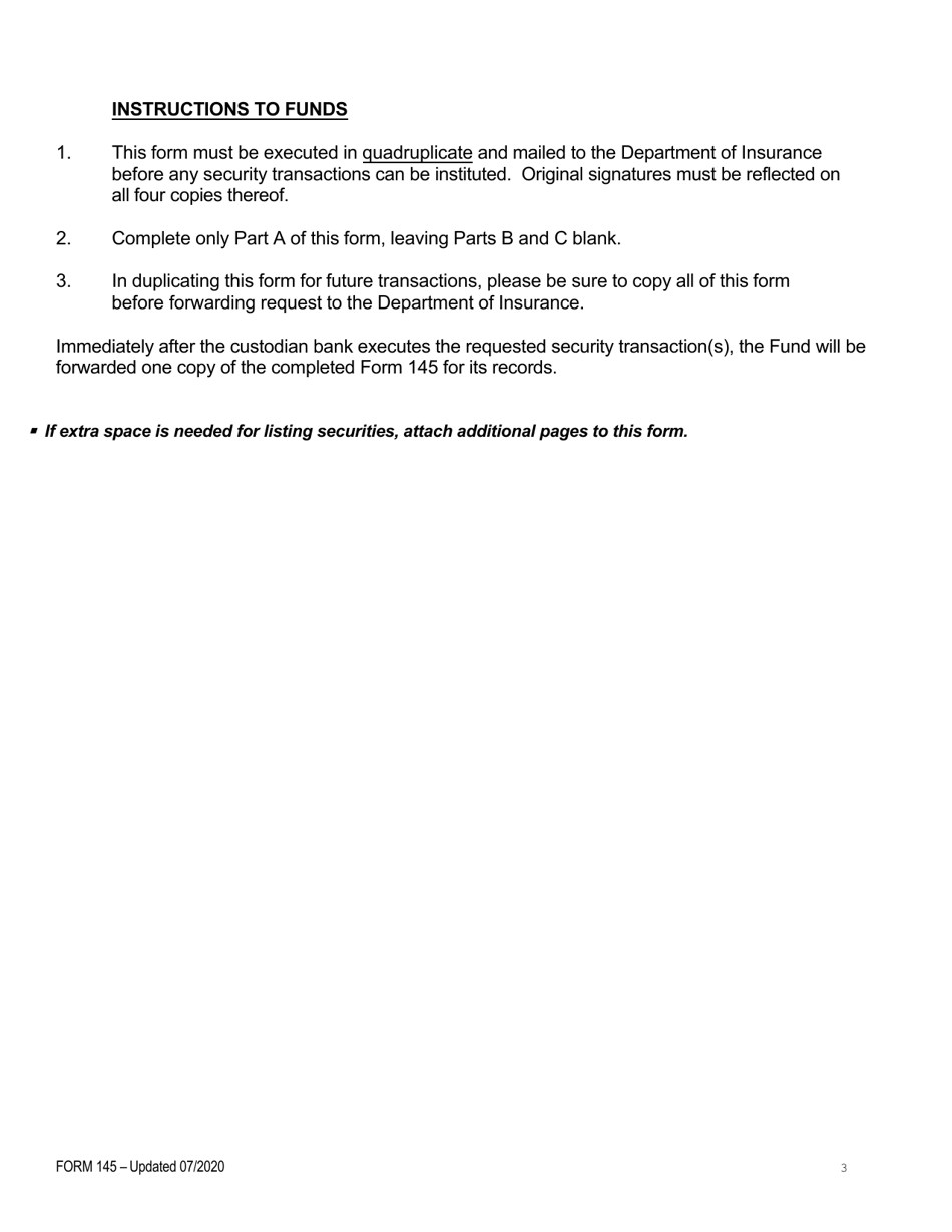 Form 145 Transaction Sheet for Securities Held Under Safekeeping With Designated Custodian Banks - Kentucky, Page 3
