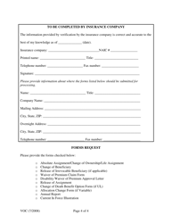 Form VOC Verification of Coverage for Life Insurance Policies - Kentucky, Page 4