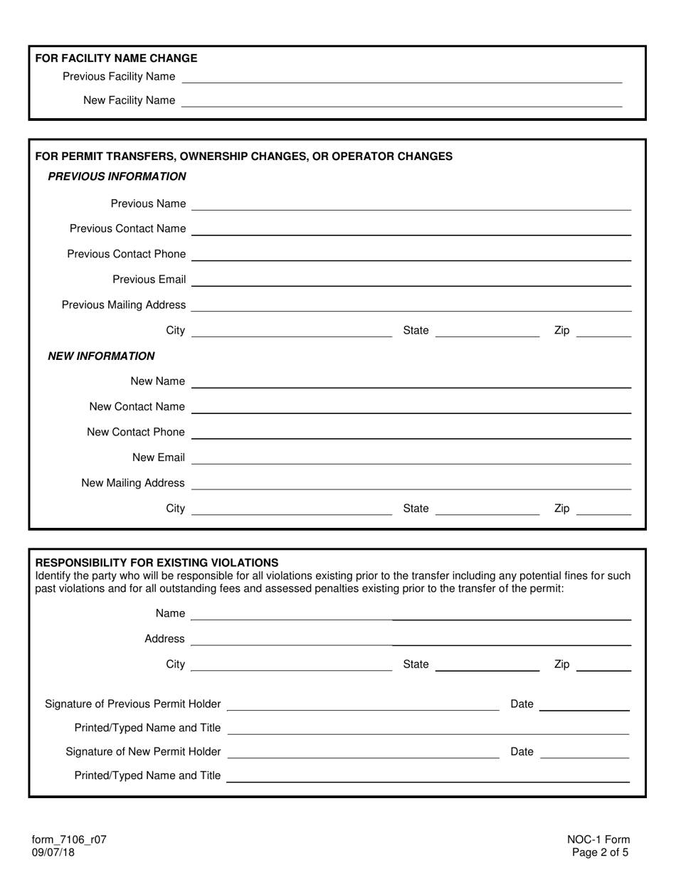 Form NOC-1 (7106) - Fill Out, Sign Online and Download Printable PDF ...