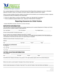 Form CW CPI-2 Reporting Concerns for Child Victims - Louisiana