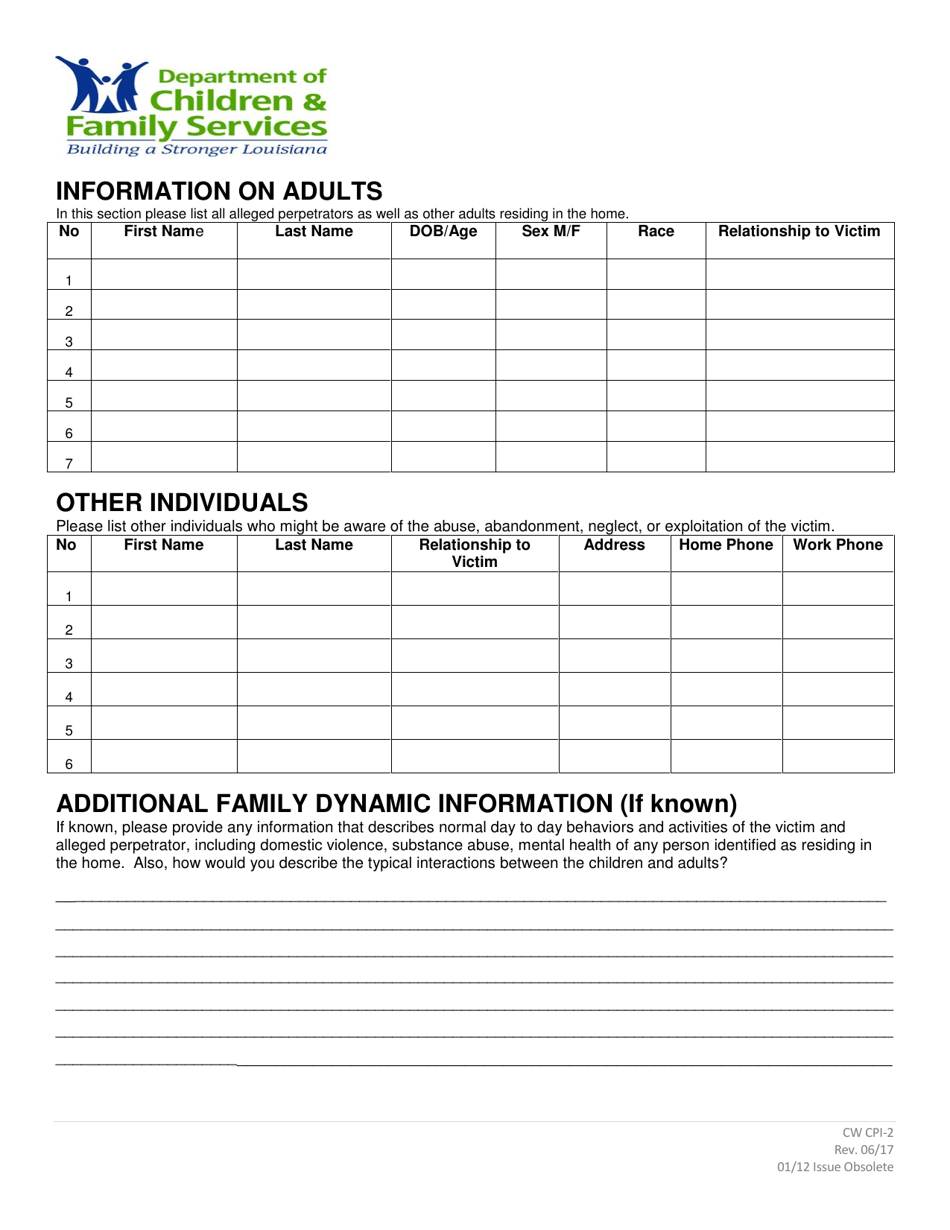 Form CW CPI-2 Reporting Concerns for Child Victims - Louisiana, Page 3