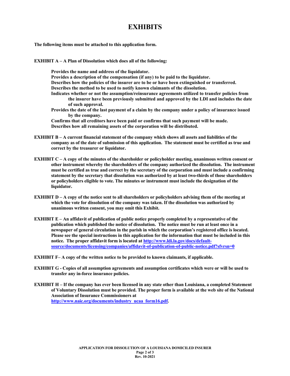 Application for Dissolution of a Louisiana Domiciled Insurer - Louisiana, Page 6