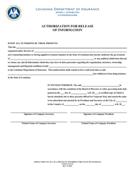 Application to Act as a Specialty Insurer in the State of Louisiana - Louisiana, Page 14