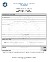 Application to Act as a Specialty Insurer in the State of Louisiana - Louisiana, Page 5