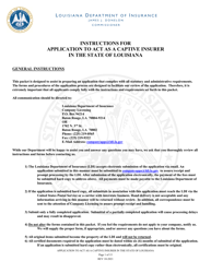 &quot;Application to Act as a Captive Insurer in the State of Louisiana&quot; - Louisiana