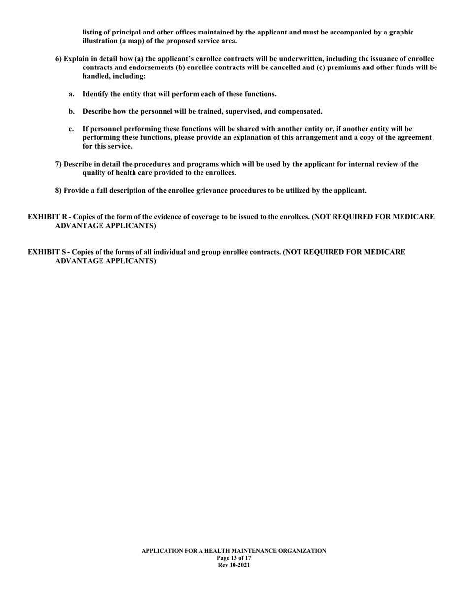Application for Health Maintenance Organization License in Louisiana - Louisiana, Page 13