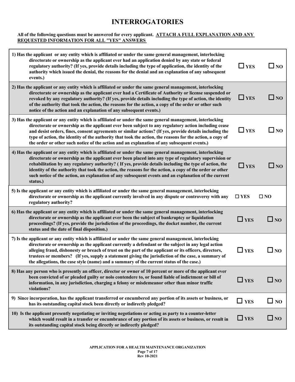 Application for Health Maintenance Organization License in Louisiana - Louisiana, Page 7