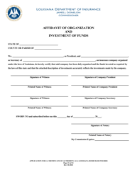 Application for a Certificate of Authority as a Louisiana Domiciled Insurer - Louisiana, Page 21