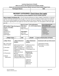 Home and Community Based Services (Waiver Services) Critical Incident Report Form - Louisiana, Page 2