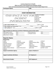 Home and Community Based Services (Waiver Services) Critical Incident Report Form - Louisiana, Page 3