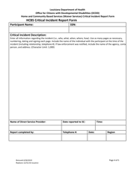 Home and Community Based Services (Waiver Services) Critical Incident Report Form - Louisiana, Page 4