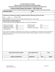 Home and Community Based Services (Waiver Services) Critical Incident Report Form - Louisiana, Page 5