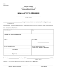 Form OBH-8 &quot;Non-contested Admission&quot; - Louisiana