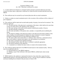 Form OBH-143 Physician&#039;s Certificate for a Minor - Louisiana, Page 2