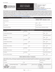 Form R-1116 Remote Retailers Annual Statement - Louisiana