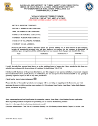 Form DPSSP0091 Non-gaming Supplier Vendor Waiver/Exemption Application - Louisiana