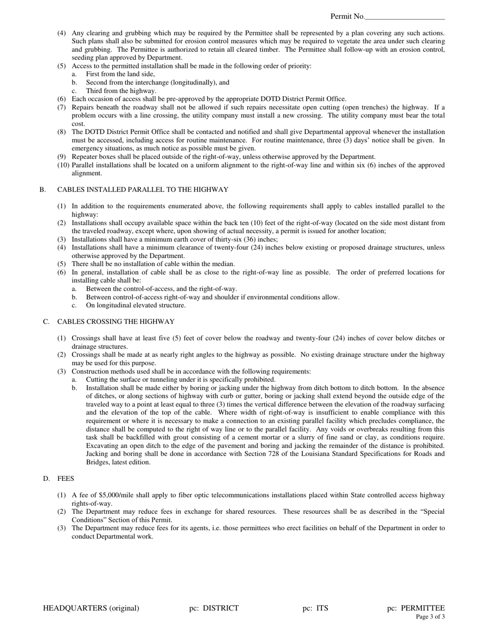 Fiber Optic Permit (Interstate and Other Controlled Access) - Louisiana, Page 3