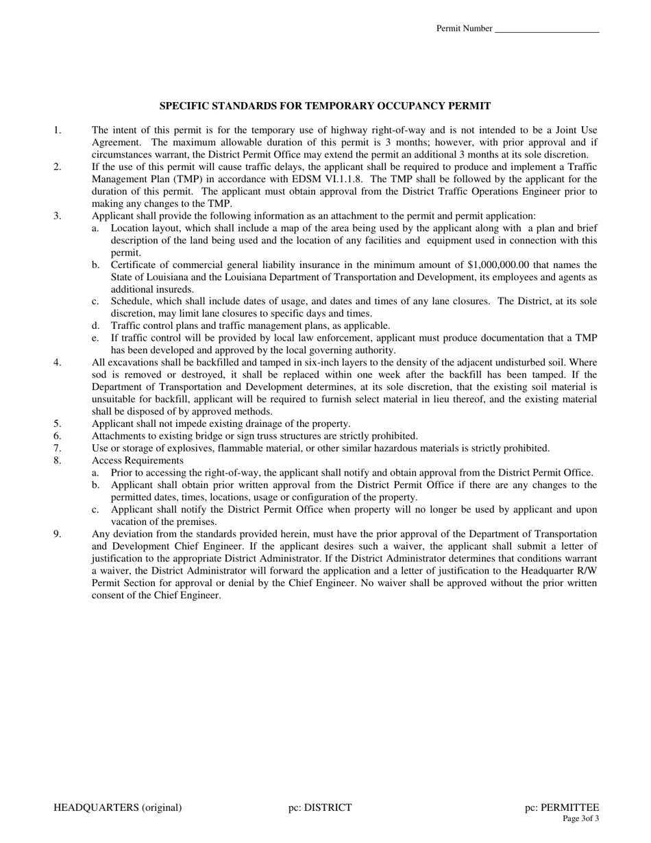 Temporary Occupancy Permit - Louisiana, Page 3