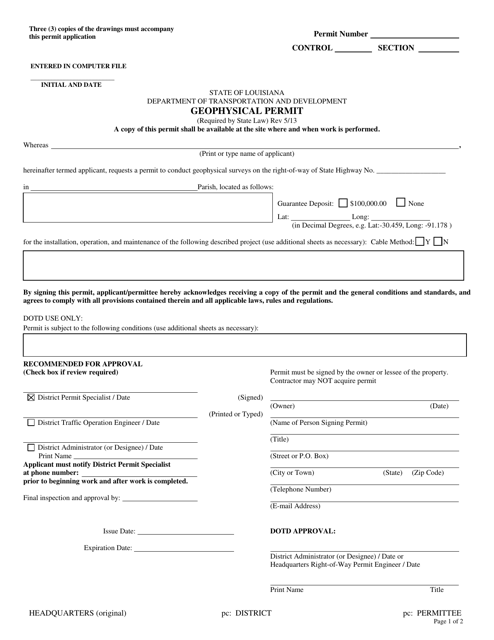 Geophysical Permit - Louisiana Download Pdf