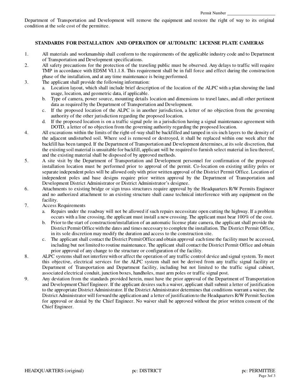 Automatic License Plate Camera Permit - Louisiana, Page 3